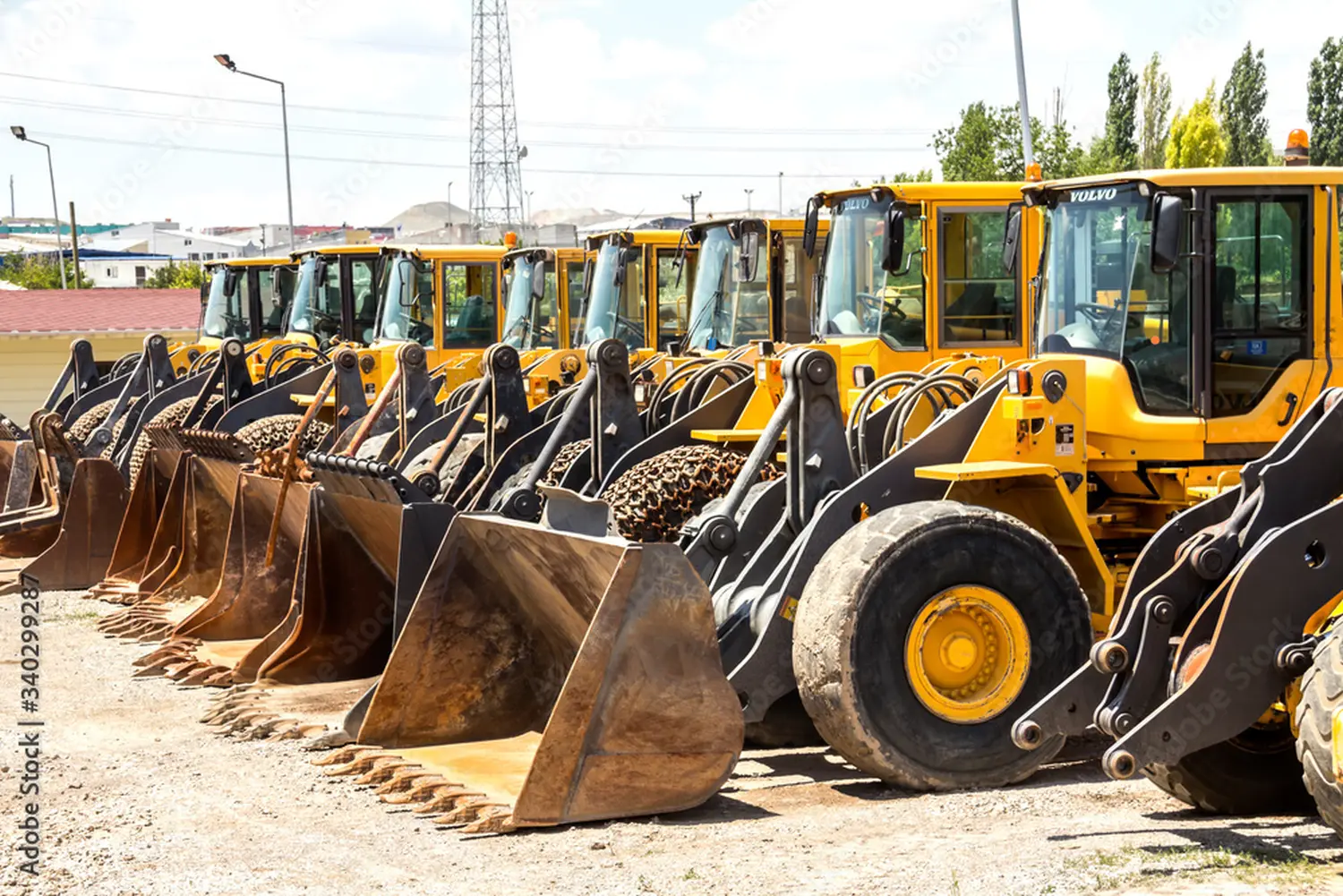 Multiple tractors all in a row 