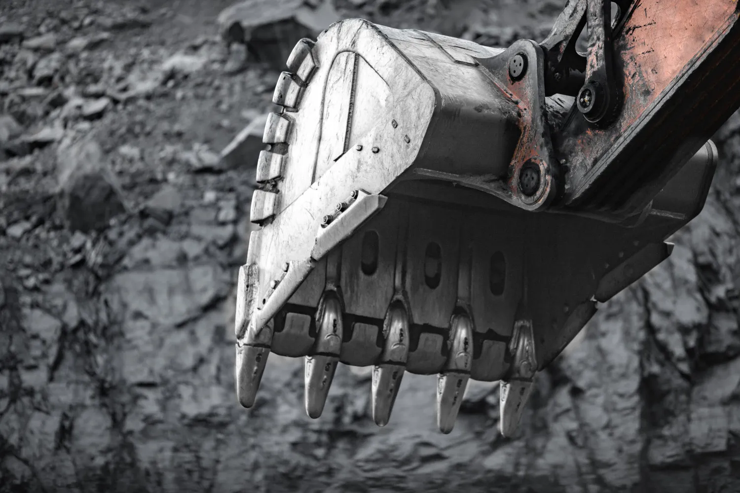a close-up of an excavator bucket