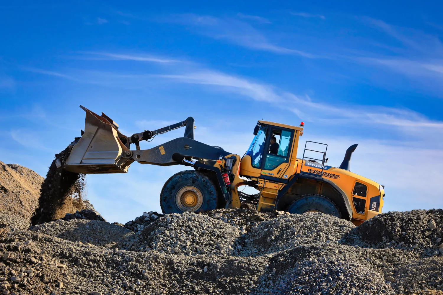 Volvo excavator work on construction site
