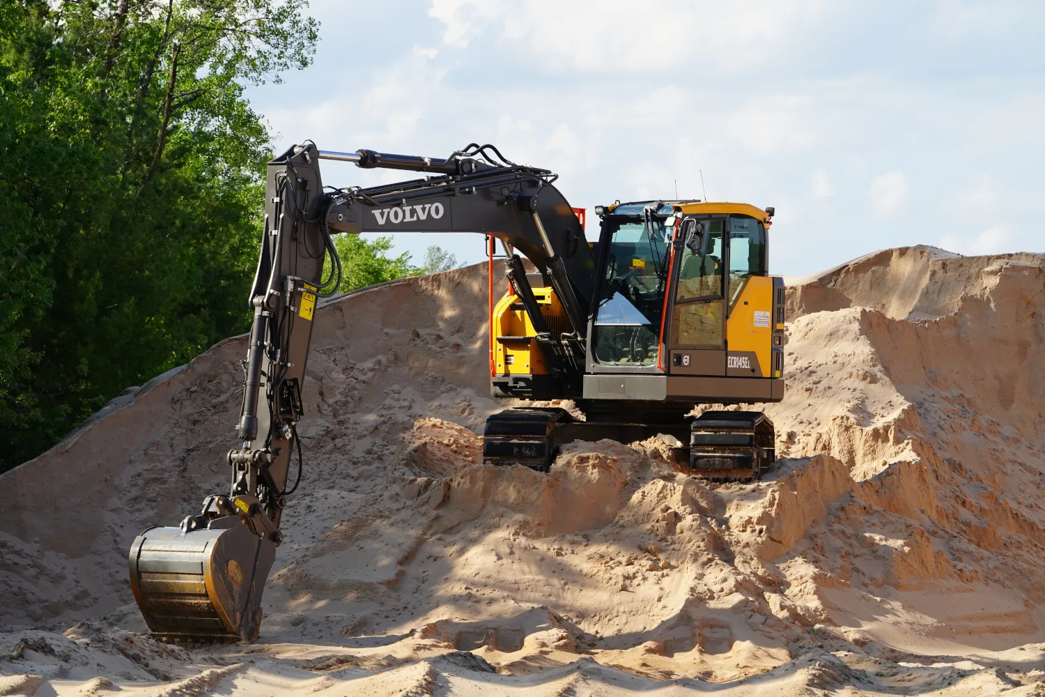 Volvo excavator work on construction site